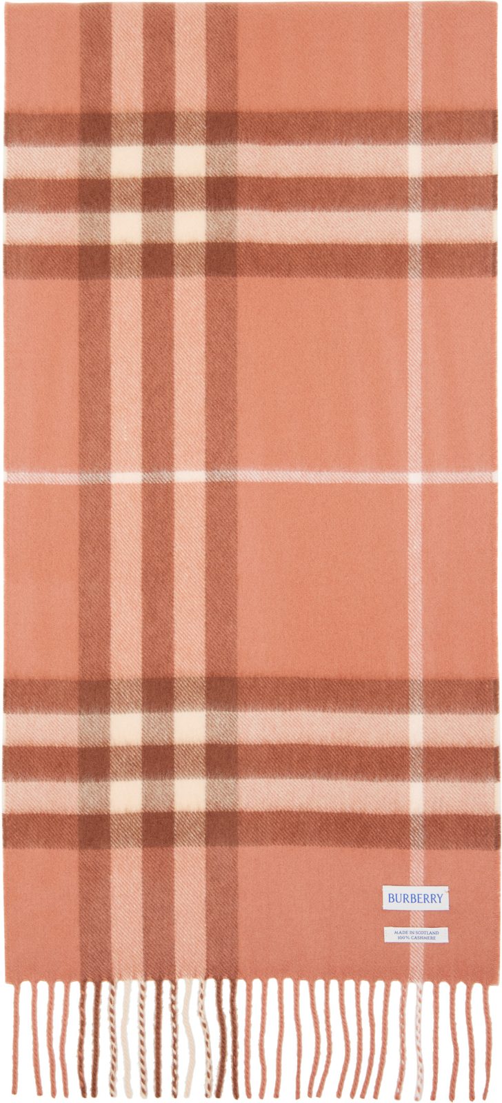 Pink Check Cashmere Scarf 262376F028045