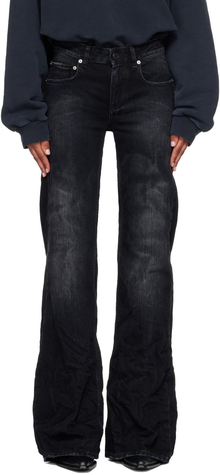 Black Wide Leg Jeans 262342F069006