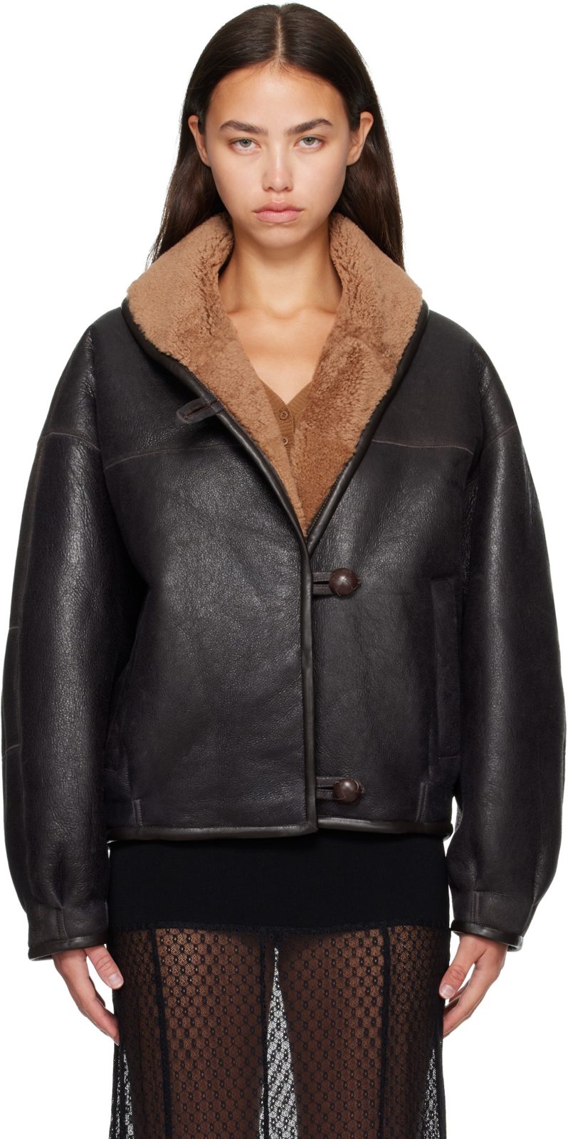 Brown Charina Shearling Coat 262600F062000