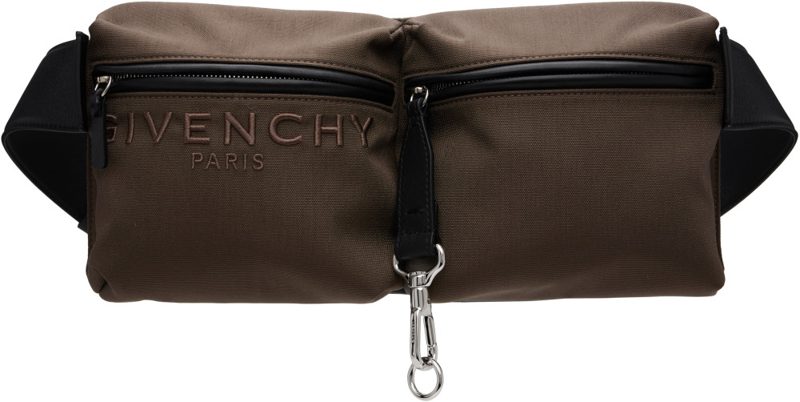 Brown & Black Cargo Canvas Belt Bag 262278M171011