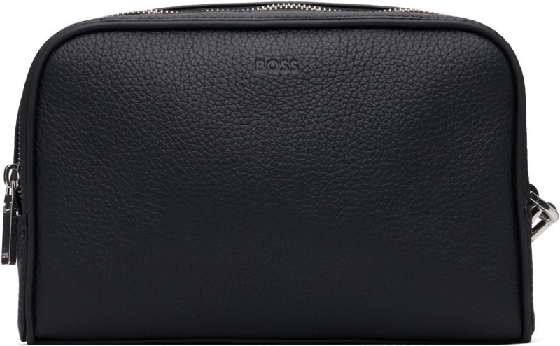 Black Grained Leather Pouch 262085M171004