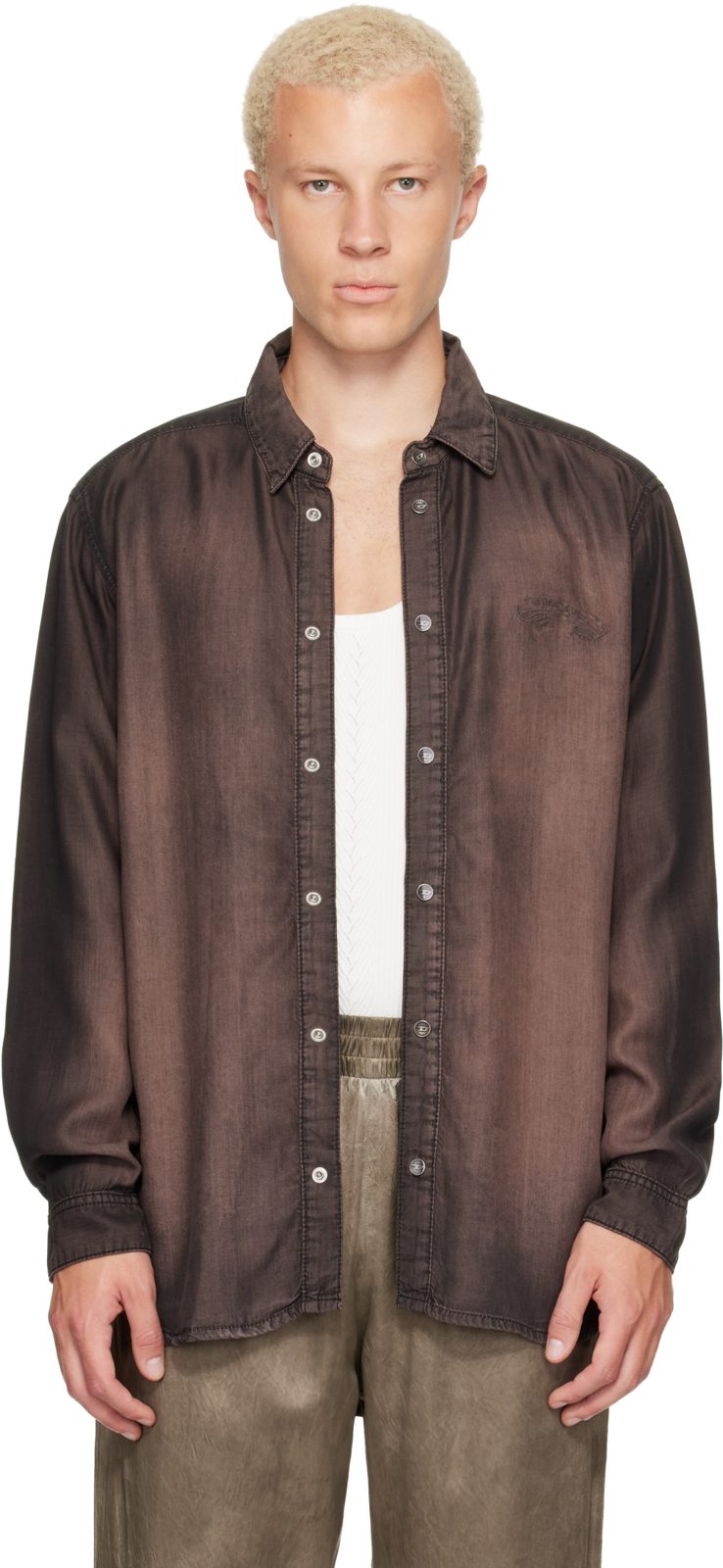 Brown Fluid Shirt 262001M192000