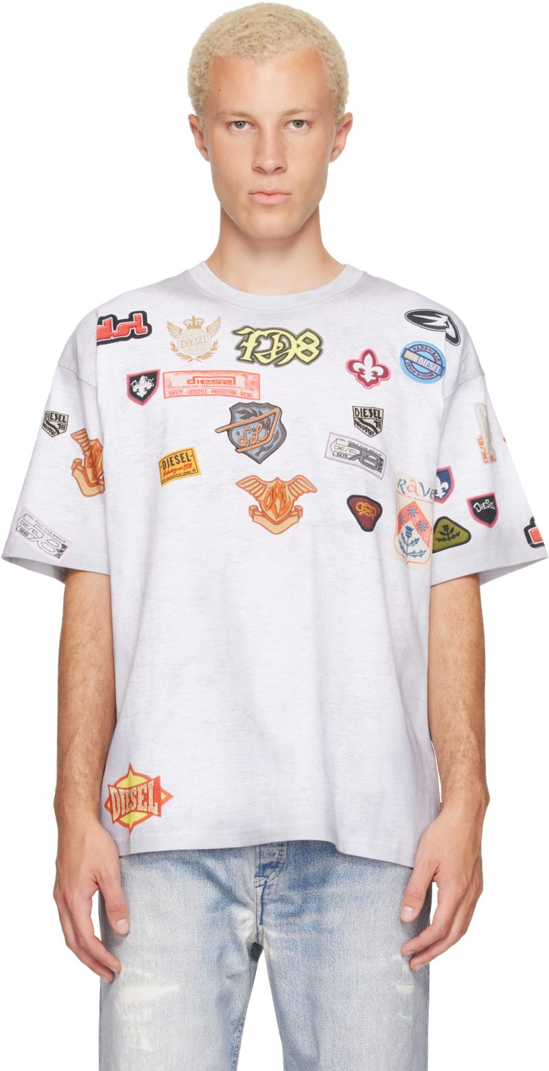 White All-Over Patches T-Shirt 262001M213004