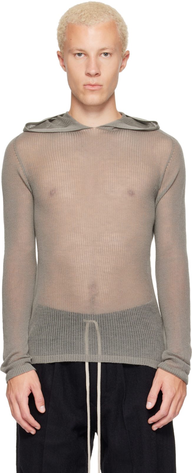 Gray Tower Sheer Hoodie 262232M202010