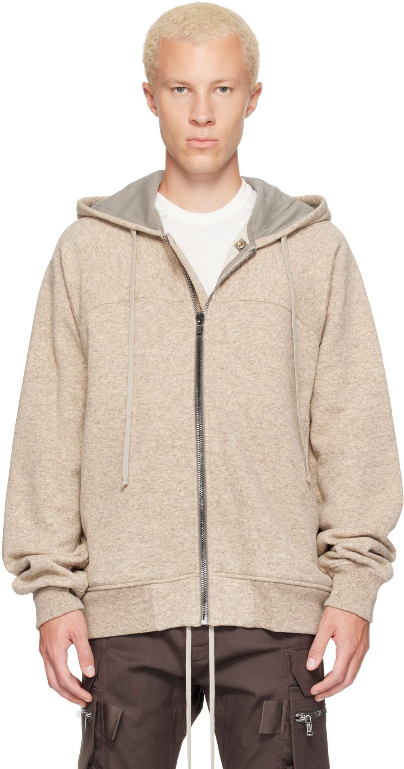 Beige Tower Wool Windbreaker Hoodie 262232M202048