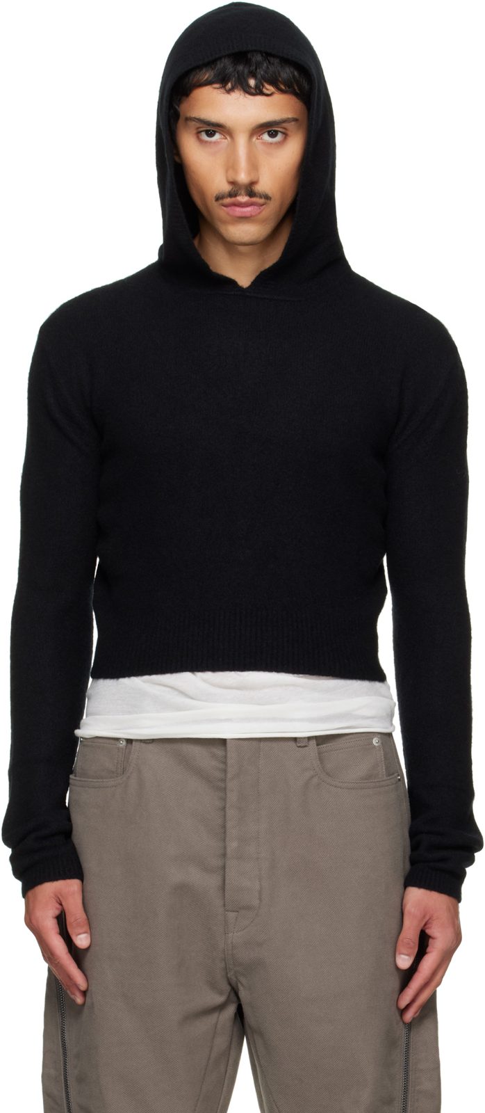 Black Tower Cropped Hoodie 262232M202064