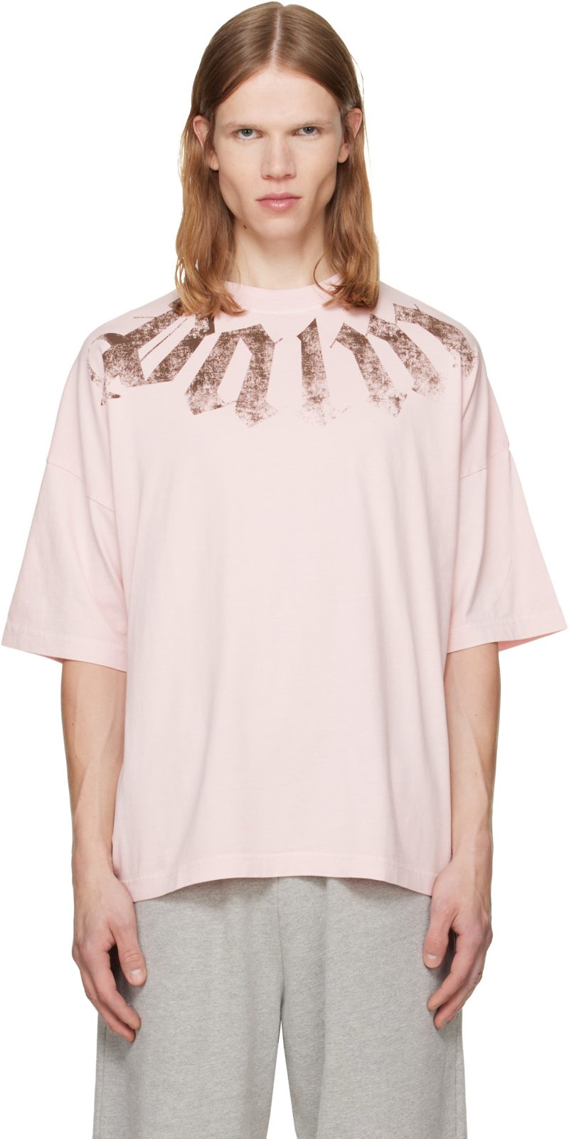 Pink Big Neck Logo Loose T-shirt 262695M213016