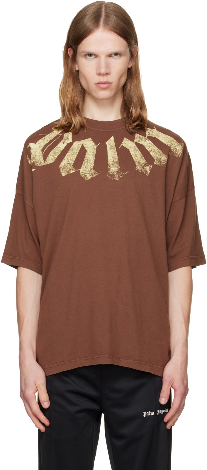 Brown Big Neck Logo Loose T-shirt 262695M213004