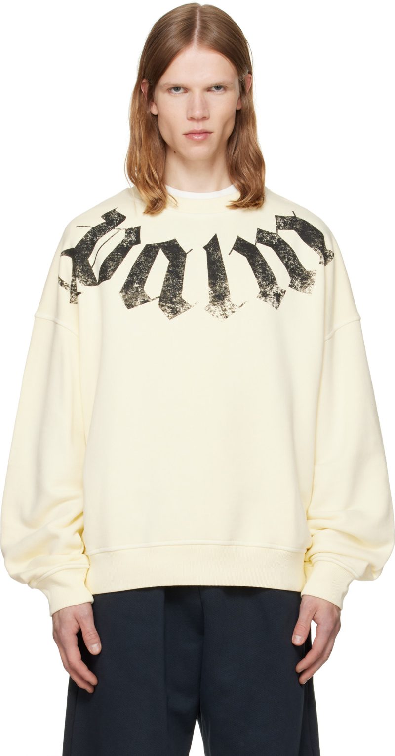 Yellow Big Neck Logo Loose Sweatshirt 262695M201004
