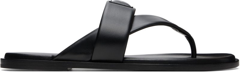 Black [GIVENCHY] Bay Leather Thong Sandals 262278M234002