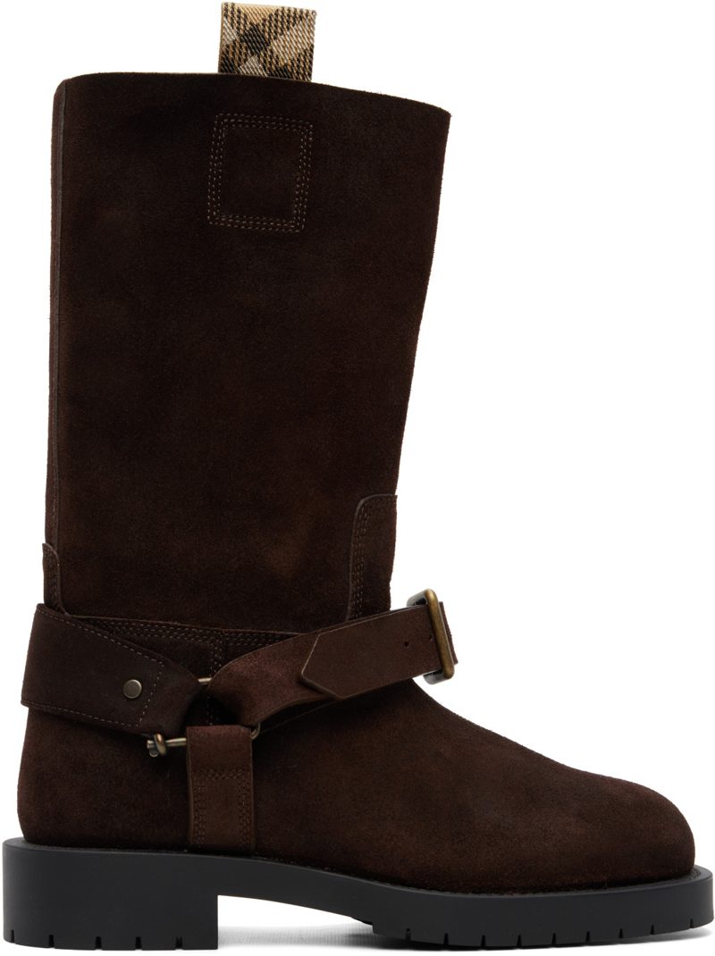 Brown Suede Soft Saddle Low Boots 262376F114002
