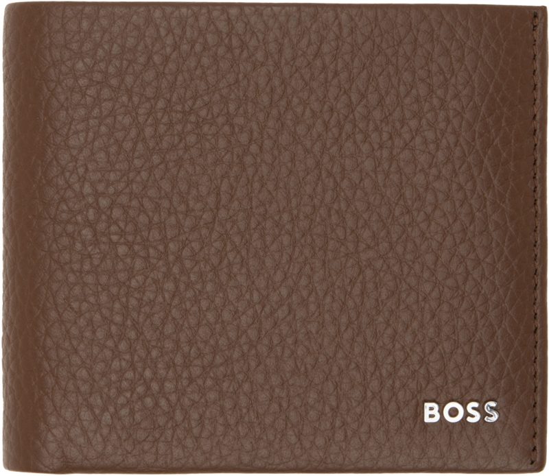 Brown Grained Leather Wallet 262085M164007