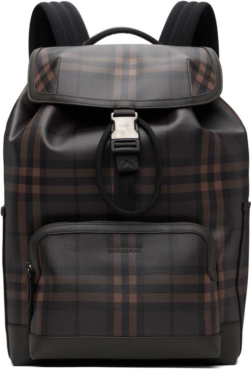 Brown City Check Clip Backpack 262376M166003
