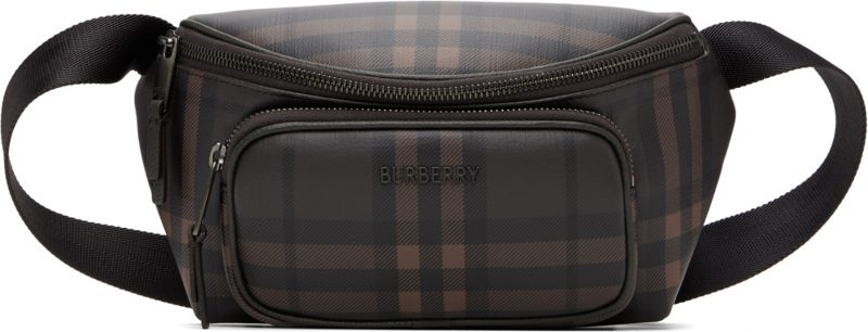 Brown City Check Belt Bag 262376M170004