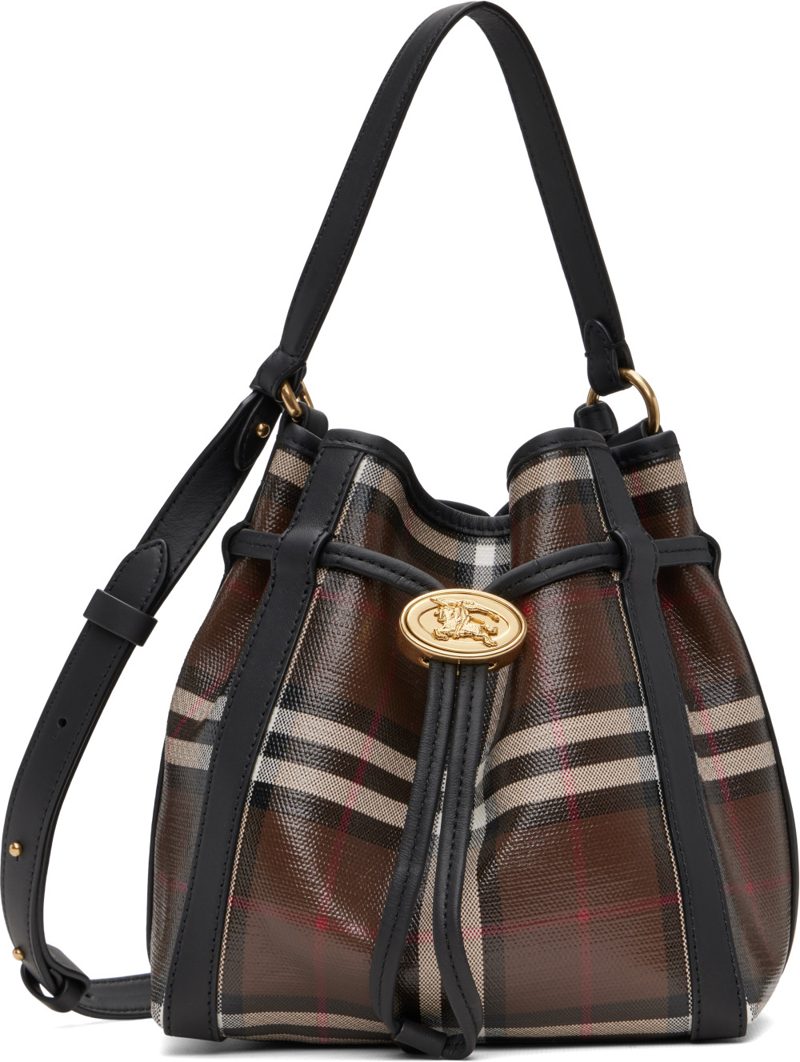 Brown Mini Check Bucket Bag 262376F046005