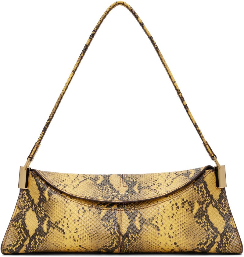 Yellow & Black 64-83 Small Python-Effect Leather Bag 262251F048016