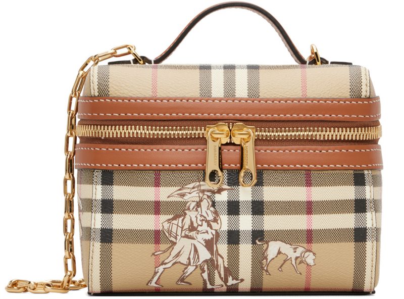 Beige Mini Check Mates Vanity Bag 262376F046006