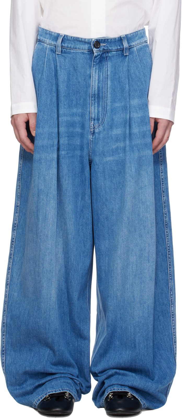 Marni Blue Pleated Jeans 262379M186004