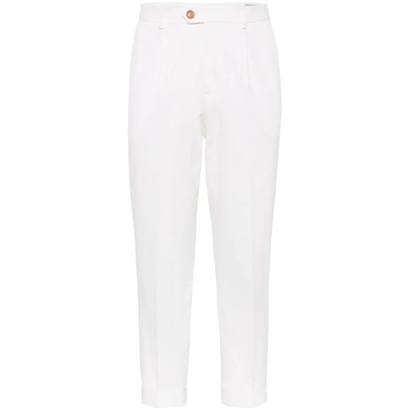 Brunello Cucinelli White Tailored Trousers With Button Detail_White