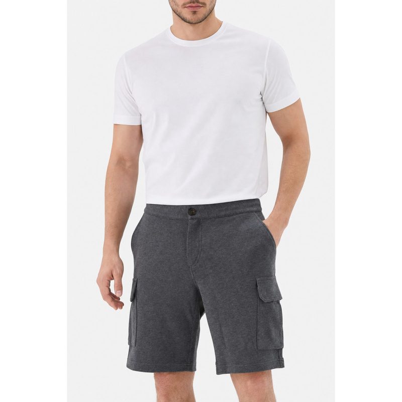 Brunello Cucinelli MenS Dark Grey Cotton Cargo Shorts_Grey