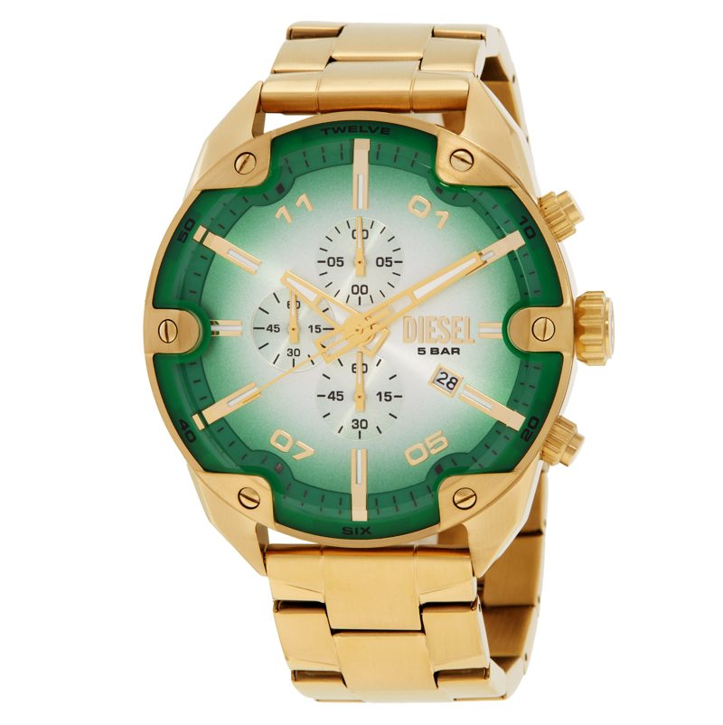 Spiked Chronograph Quartz Green Dial Mens Watch DZ4685