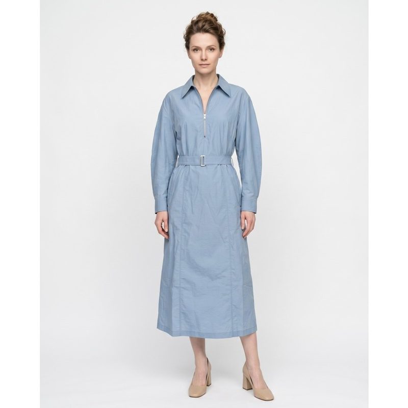 Brunello Cucinelli Light Blue Cotton Dress_Blue
