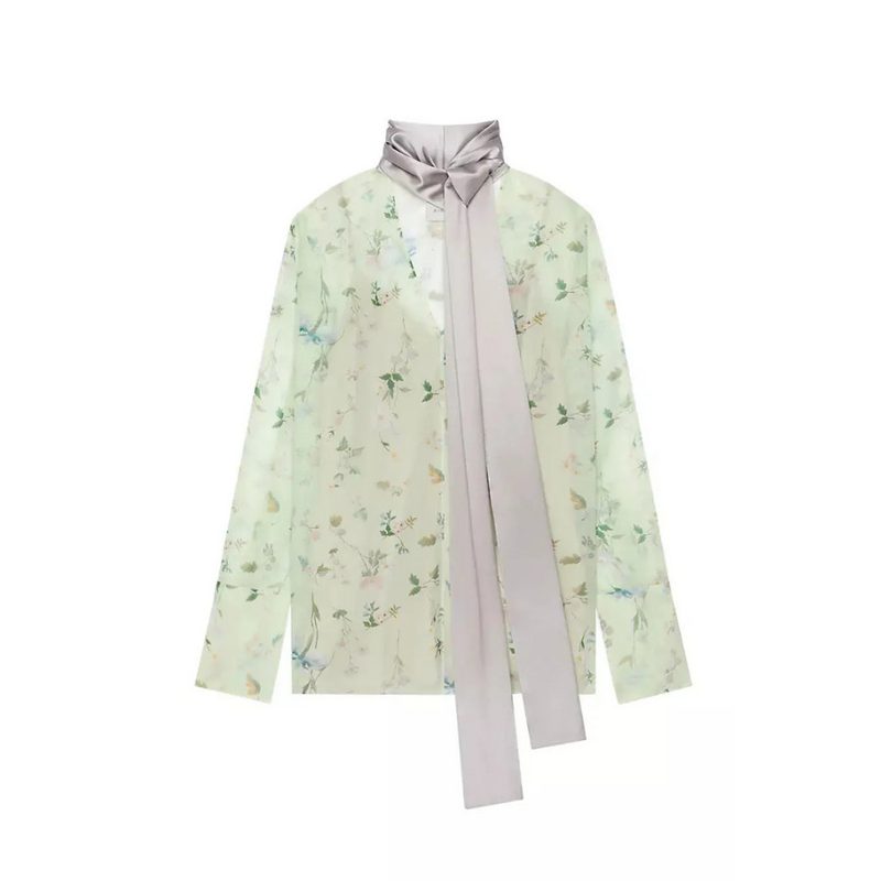 Lavalliere Blouse Pale Green_Green