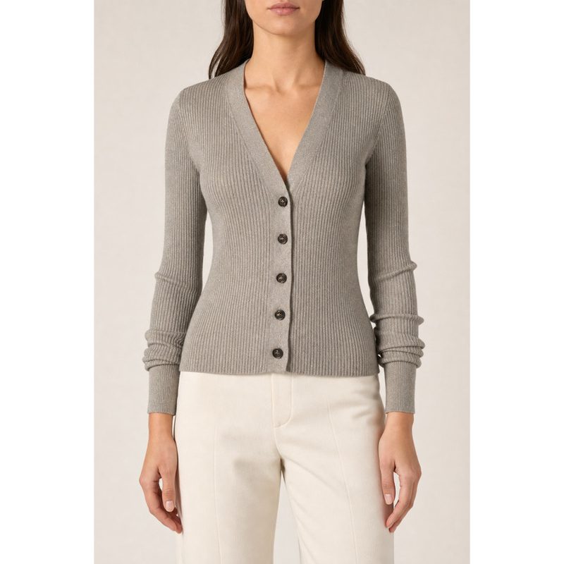 Brunello Cucinelli Womens Light Grey Cashmere Sweater_Grey