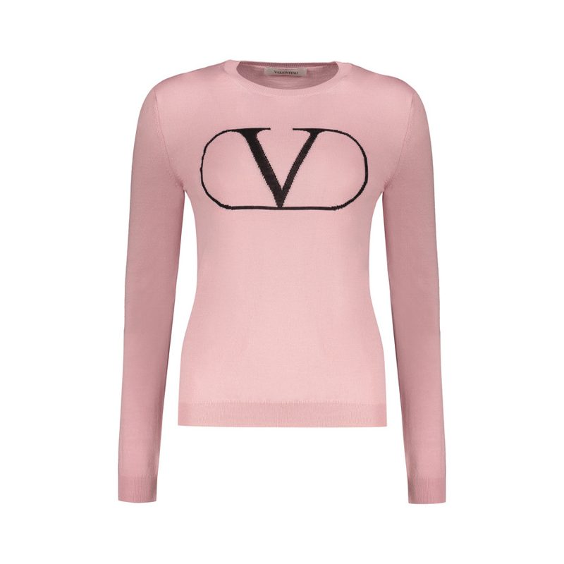 Garavani WomenS Pink Wool Crewneck Sweater_Pink