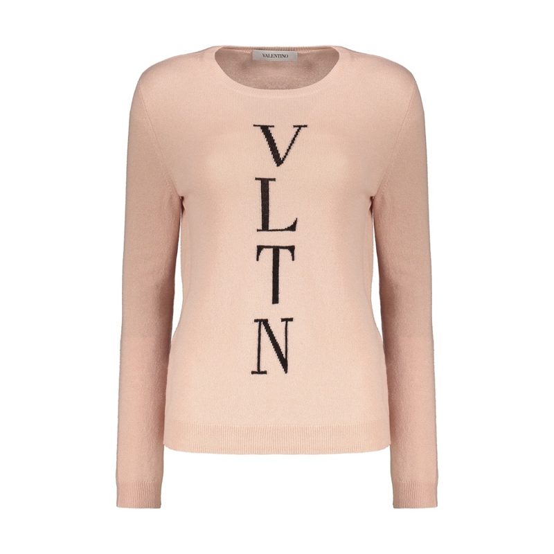 Garavani Womens Rose Wool Blend Sweater_Pink