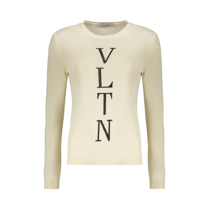 Garavani Womens Off White Cotton Sweater_Beige