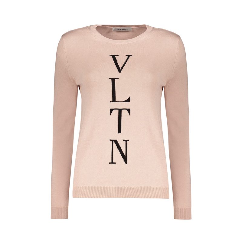Garavani Womens Light Pink Cotton Sweater_Pink