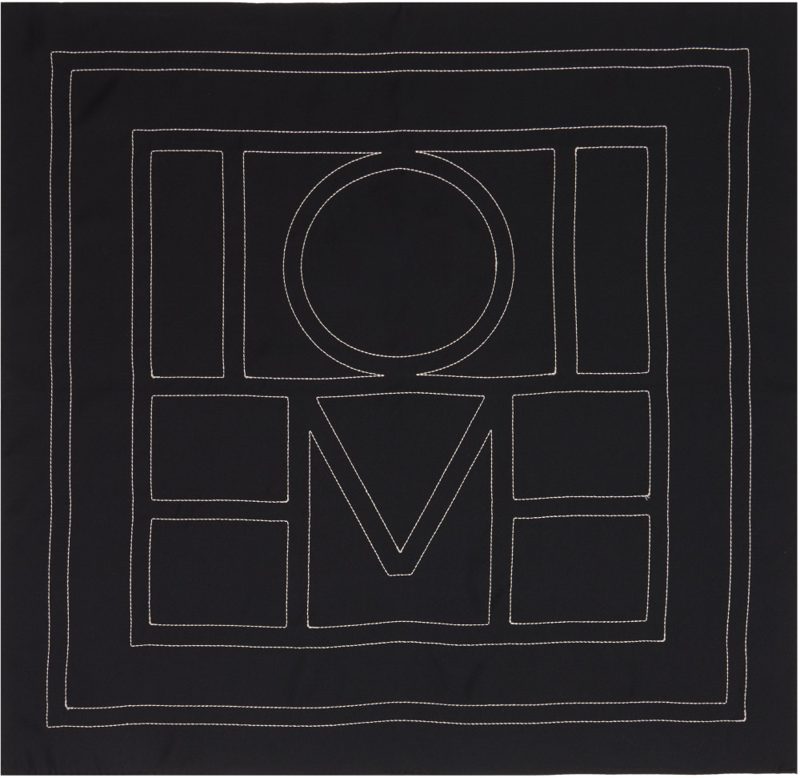 TOTEME Black Embroidered Monogram Silk Scarf 262771F029004