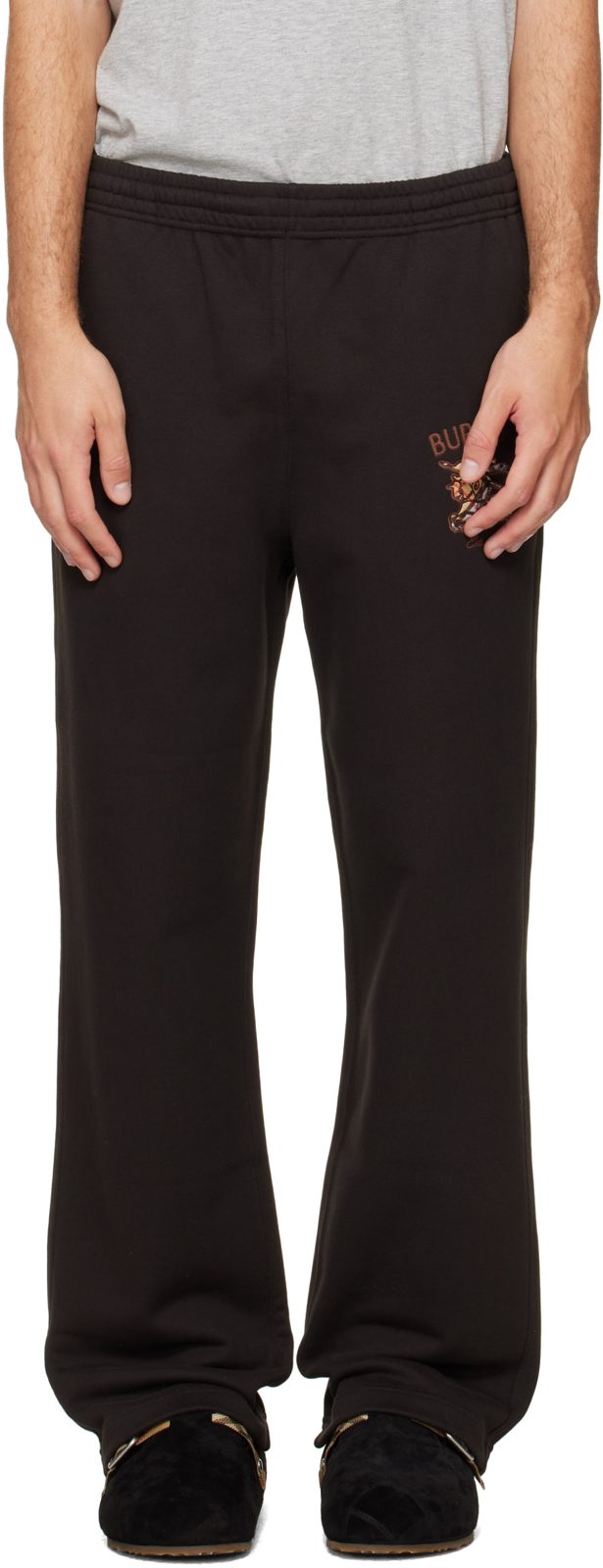 Brown Embroidered-Logo Sweatpants 262376M190002