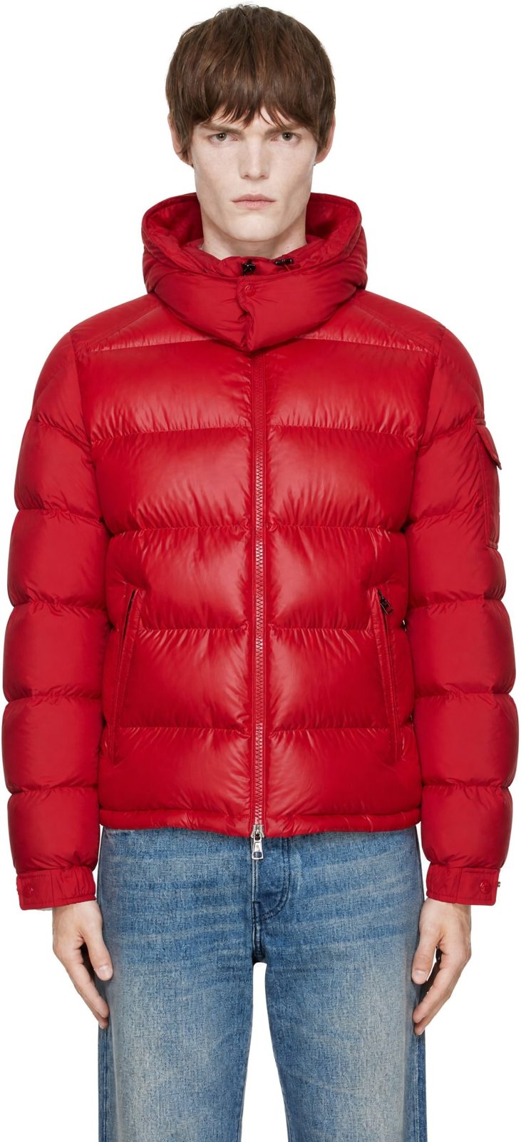 Red Maya Hooded Short Down Jacket 262111M178051