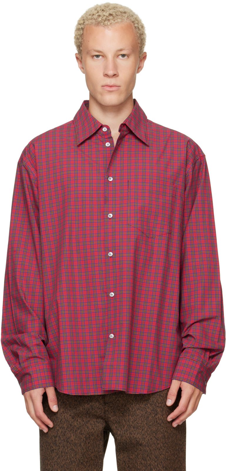 Marni Red Check Shirt 262379M192033