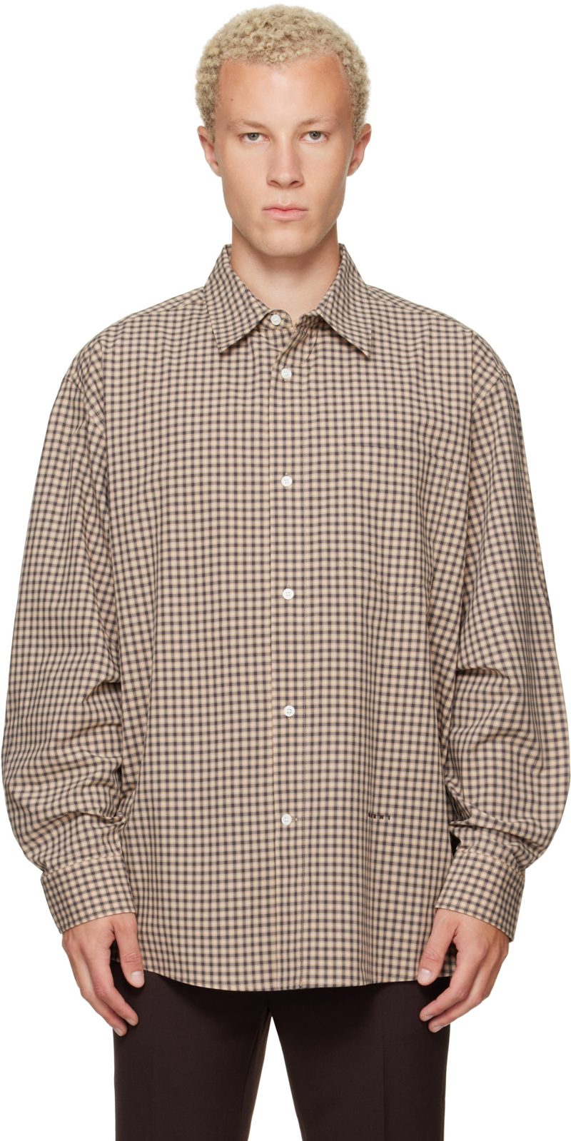 Marni Beige Micro-Check Shirt 262379M192000