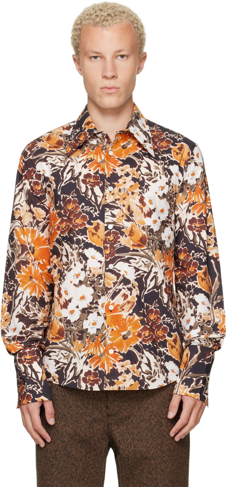 Marni Black & Orange Floral Shirt 262379M192019