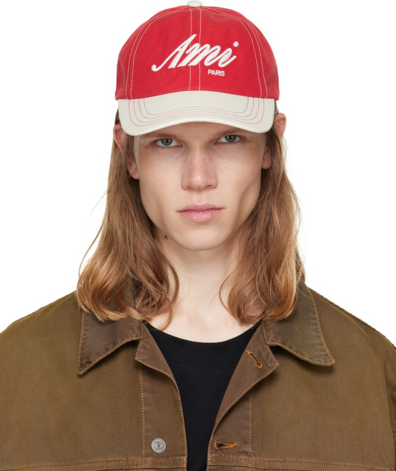 Red & White AMI Embroidery Bicolor Cap 262482M139000