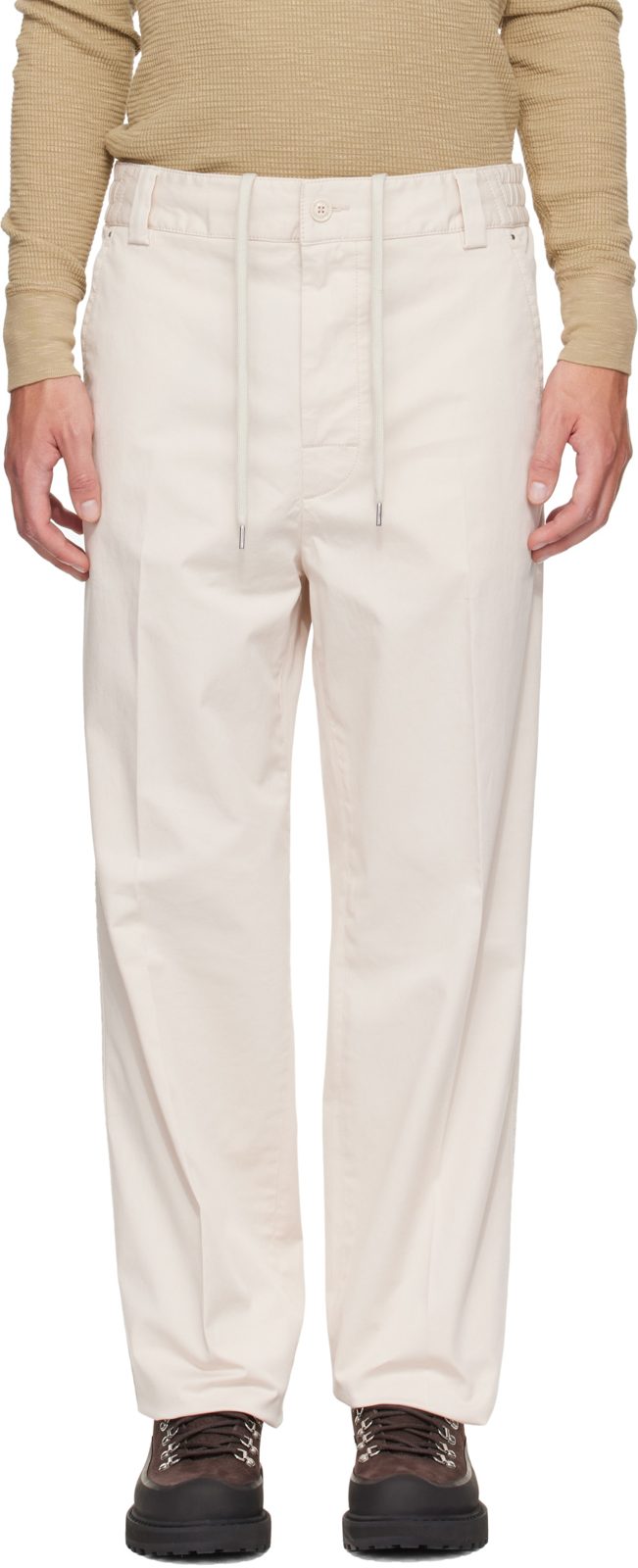 오프화이트 Tailored Cotton Trousers 262111M191004