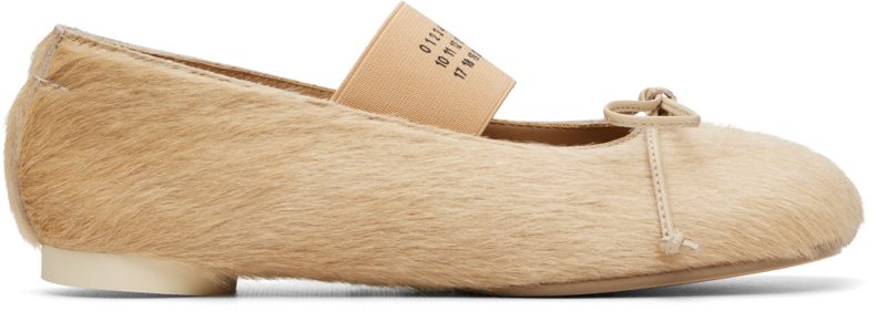 Beige Ballet Calf Hair Ballerina Flats 262188F118011