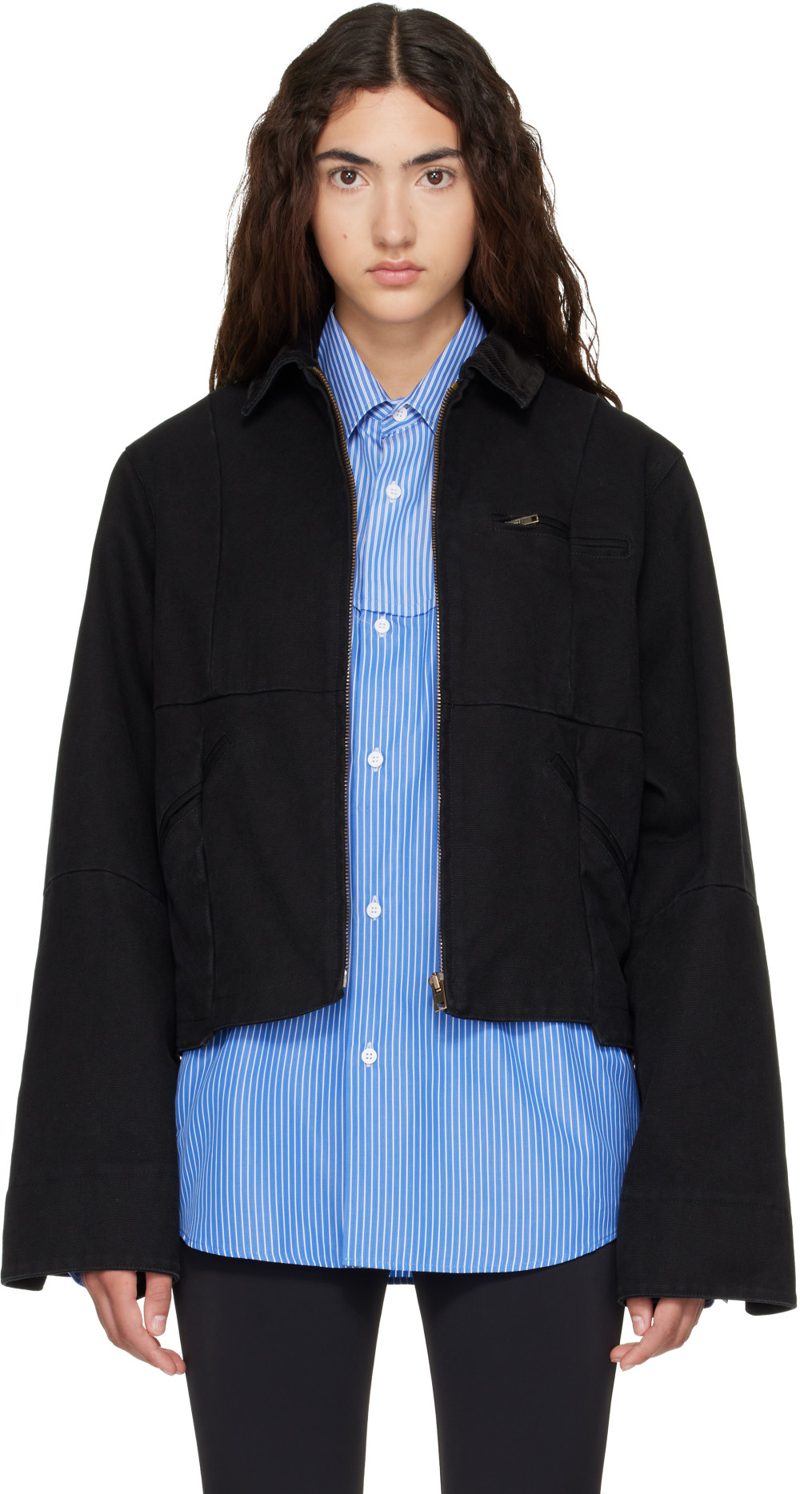 Black Cut-Up Workwear Jacket 262669F063004