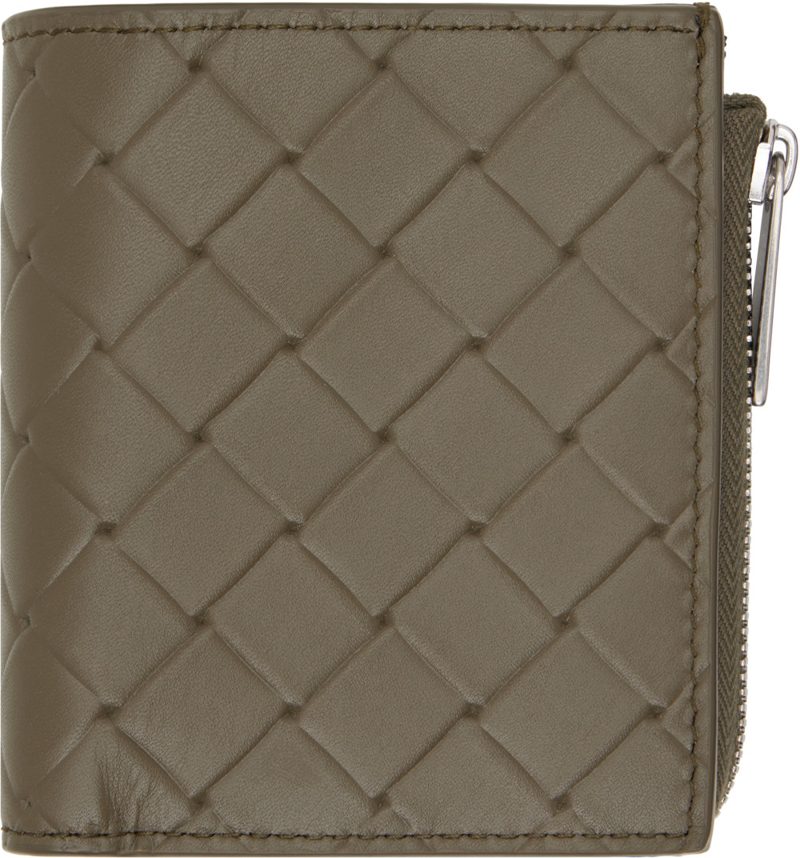 Khaki Intrecciato Stamp Bi-Fold Wallet 262798M164004
