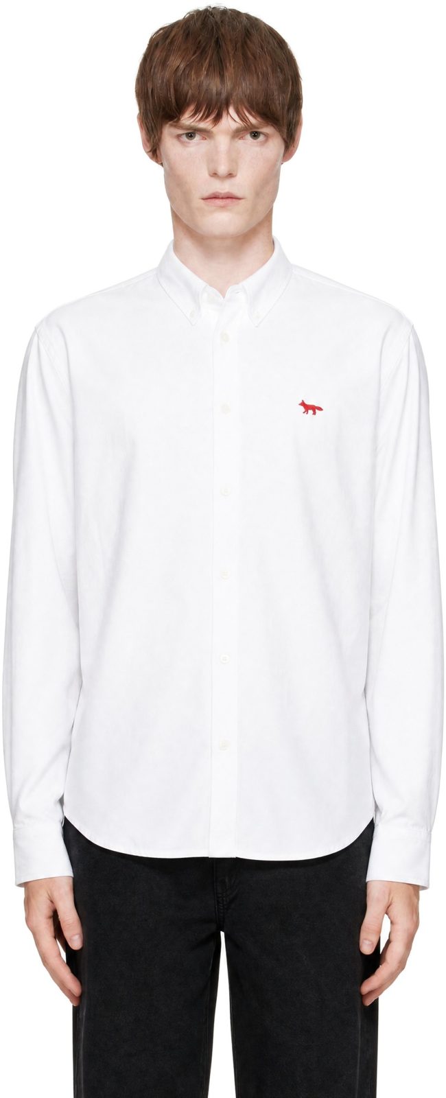 Maison Kitsune White Profile Fox Regular Shirt 262389M192015