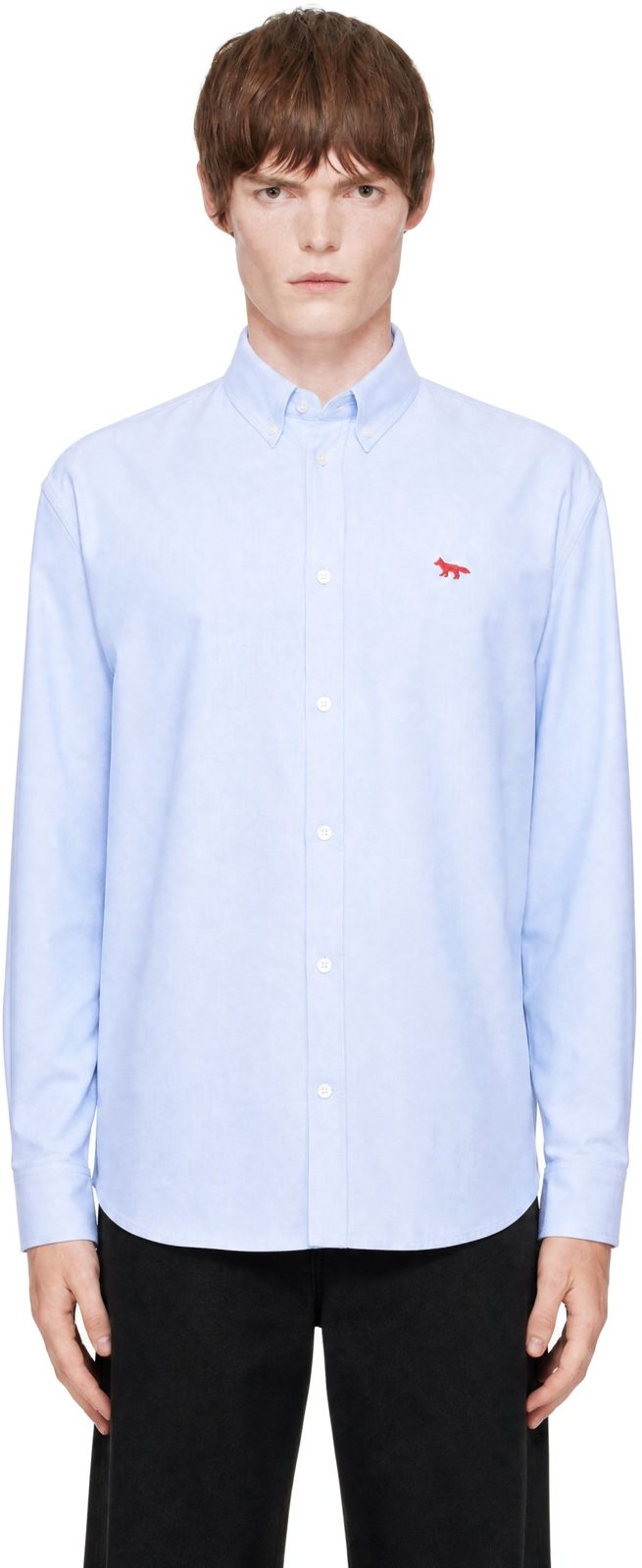 Maison Kitsune Blue Profile Fox Casual Shirt 262389M192016