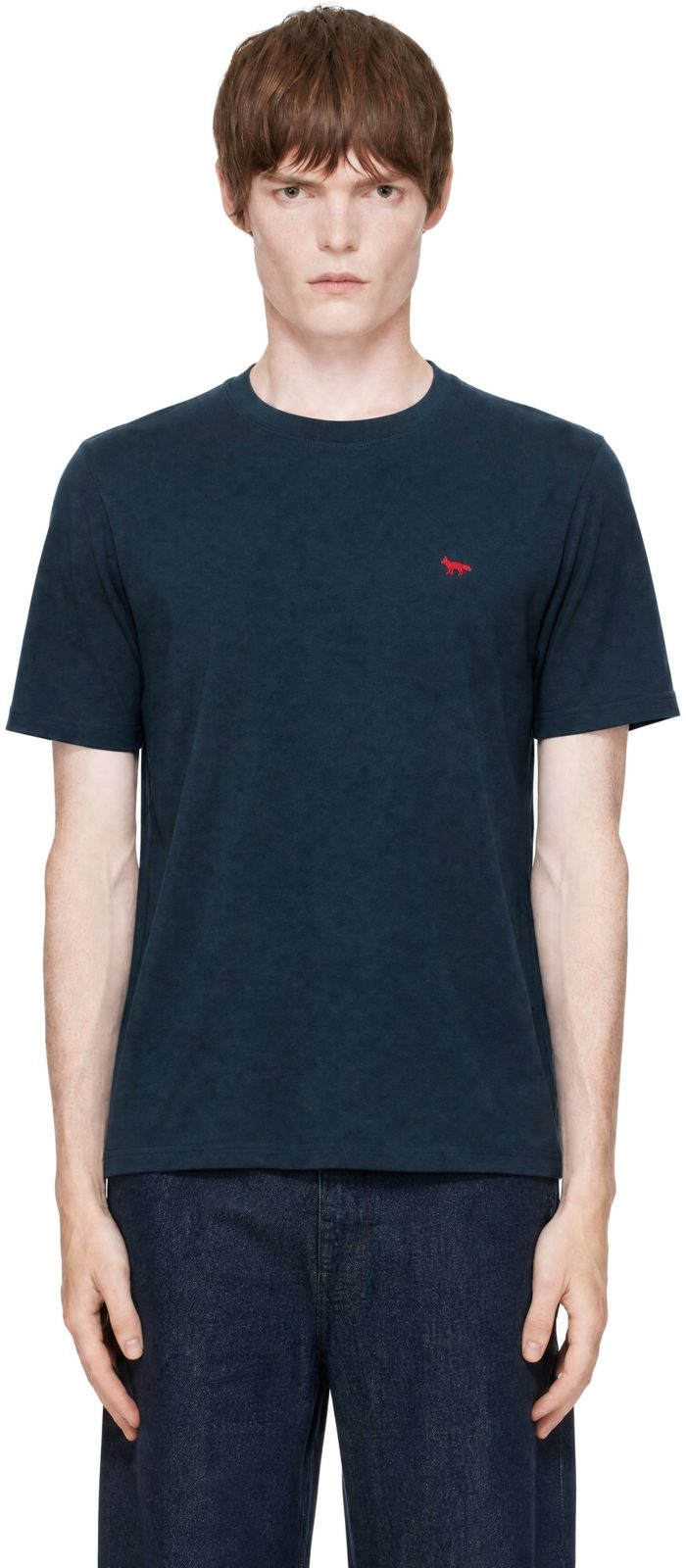 Maison Kitsune Navy Red Profile Fox Comfort T-shirt 262389M213022