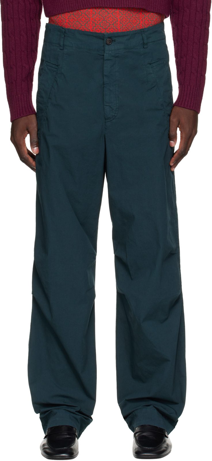 Green Cotton Trousers 262358M191006