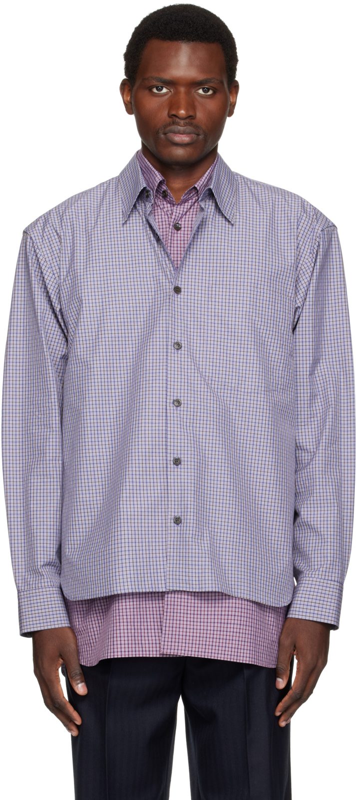 Blue & Pink Layered Shirt 262358M192034