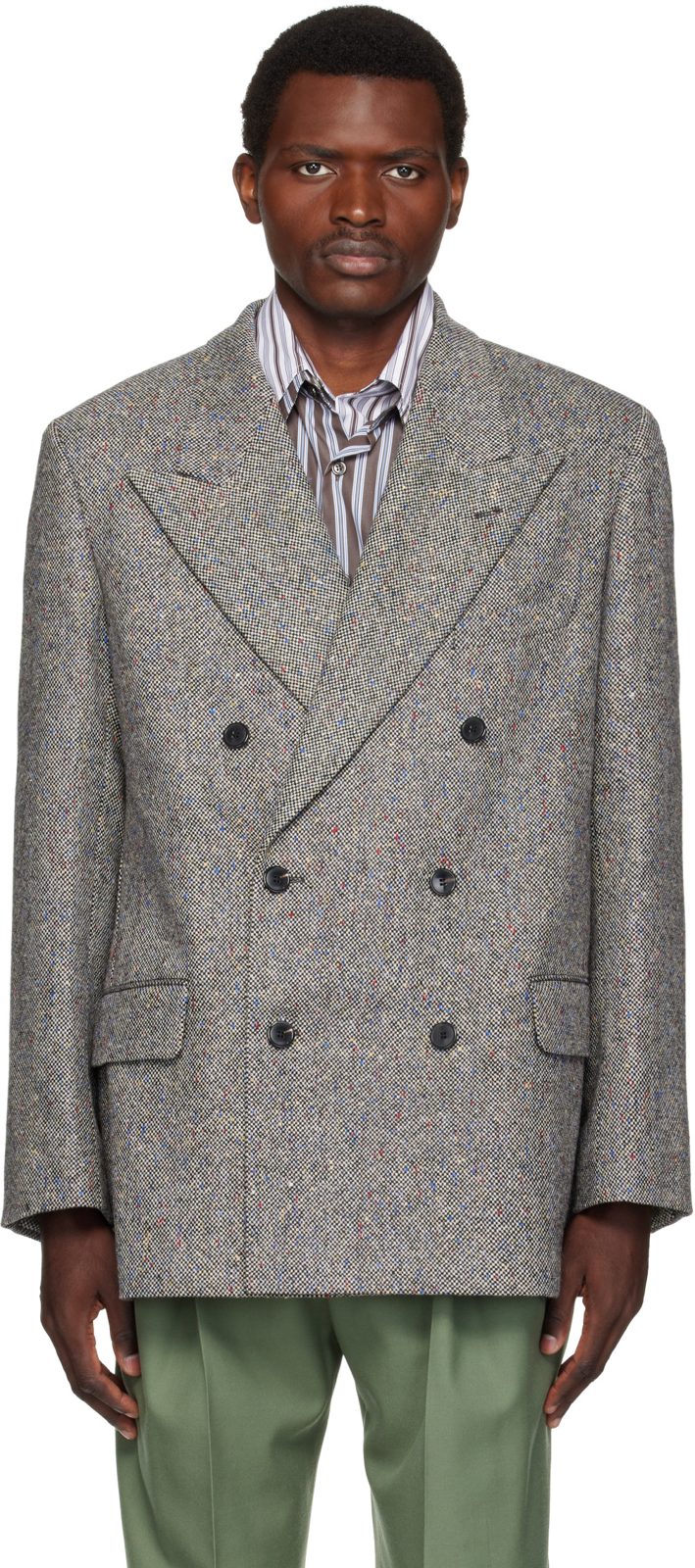 Black & White Wool Blazer 262358M195015