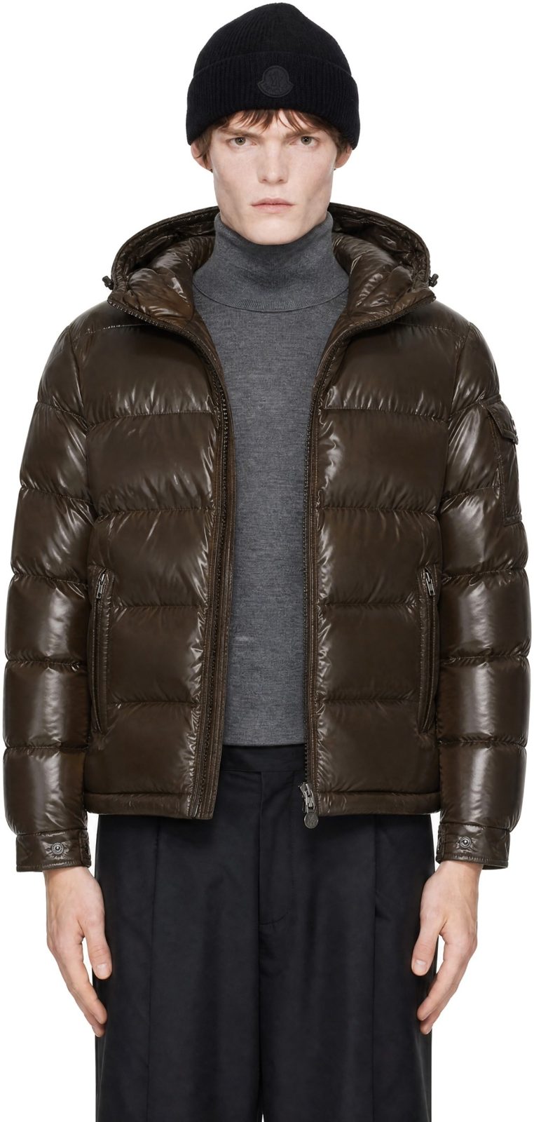 Brown Maya Hooded Short Down Jacket 262111M178053